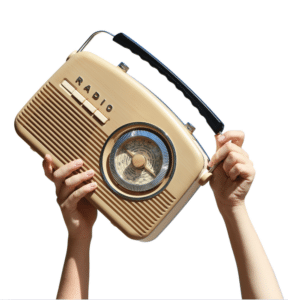 pic of hands holding a radio